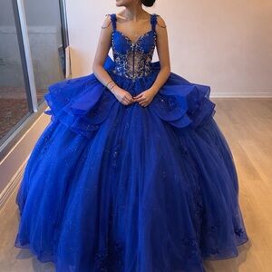 Quinceanera wedding Royal Blue Ball Gown
